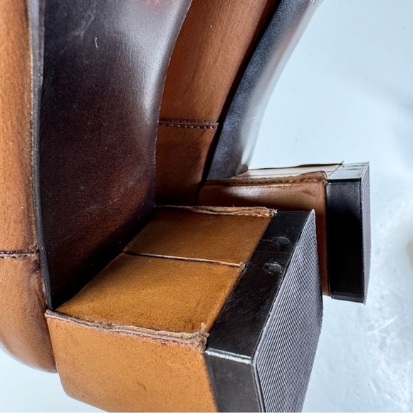 Blay Square Toe Brown Leather Pumps Size 38 - Picture 11 of 11